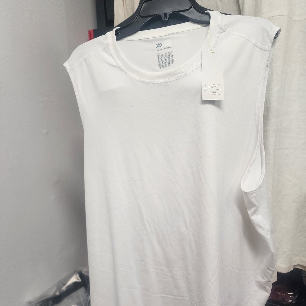 All in Motion Womens WHite Sleeveless Recycled Polyester Tank Top xxl  NWT